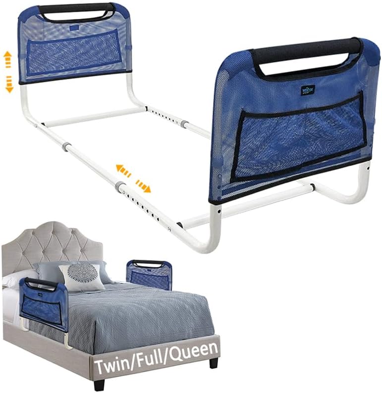 Double Bed Rail U Bar for Medical Bed Safety Assisting Rails Bed Support for Elderly Adults Under Mattress Handrail Hospital Dual Bed Railings for Seniors Twin Full Queen Bed Guard Adjustable Rail