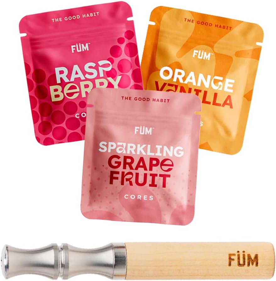 Prominent Flavored Air Device | Naturally Switch from Bad Habits | Maple Barrel and Stainless Steel Mouthpiece with 3 Packs of Plant Based Citrus Cores | 9 Total Cores