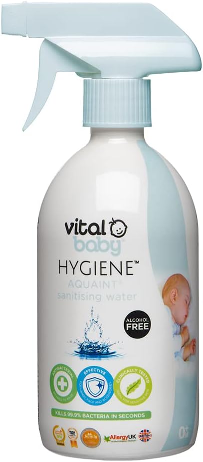 Vital Baby Aquaint Cleansing Water 500ml | Hypoallergenic & Antibacterial Safe for All Ages, Gentle on Skin, Alcohol-Free, 100% Natural Formula Vegan-Friendly Quick, No-Rinse Skin Cleanser
