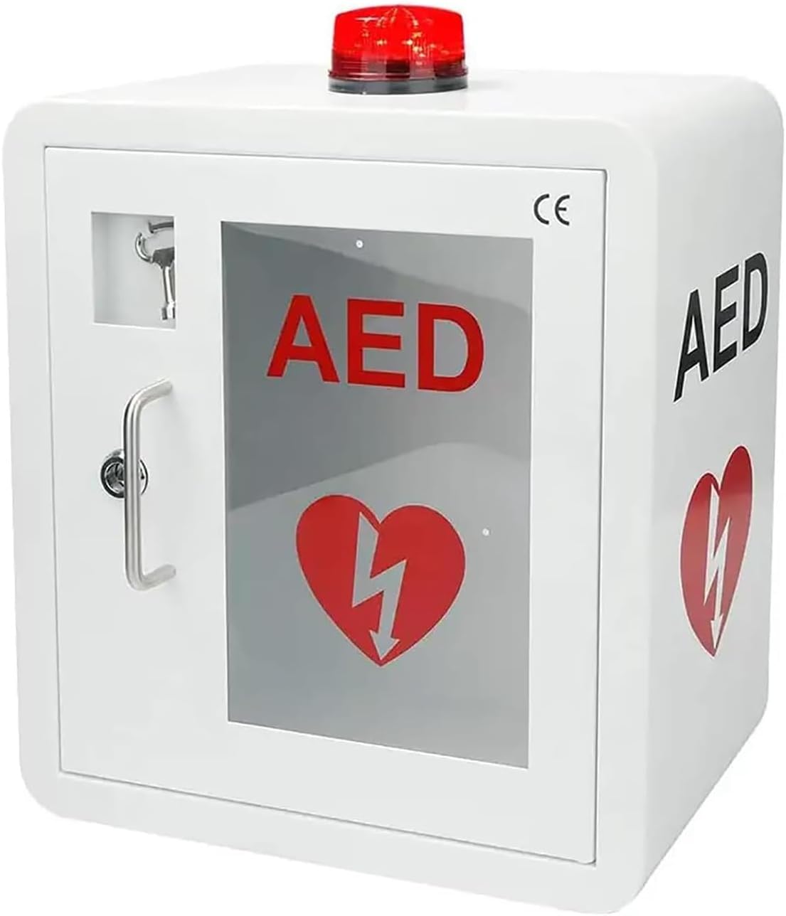 POWHA AED Defibrillator Cabinet, Defibrillator Storage Box with Light and Alarm, Wall-Mounted Cardiac Defibrillation Alarm Box, First Aid Case, AED Models for Office, Nursing, Home, Bus
