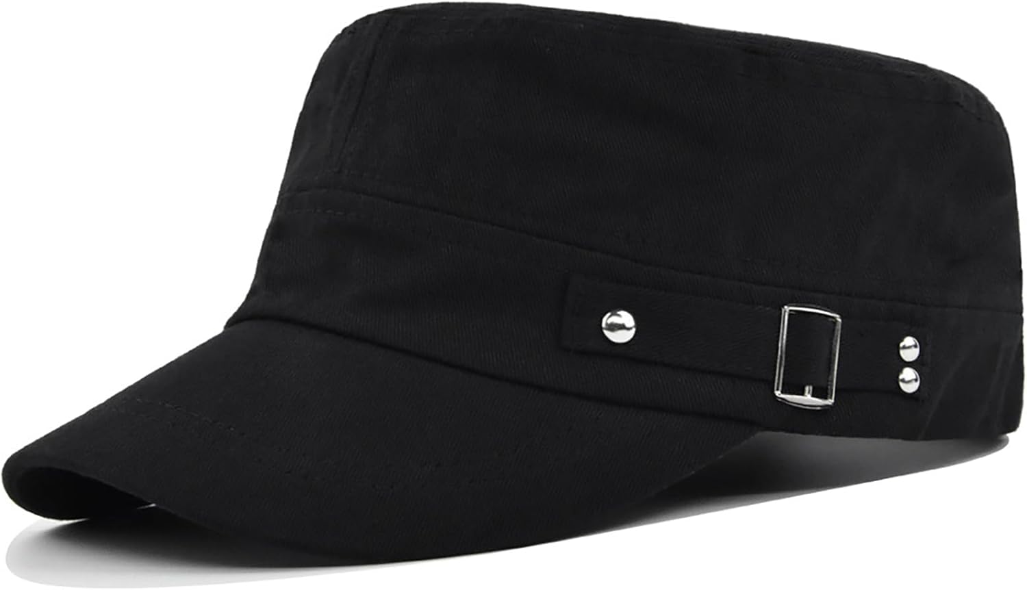 Rumnoke Cadet Army Cap for Women Men Unisex Flat Top Cap Adjustable Military Corps Hat Baseball Cap