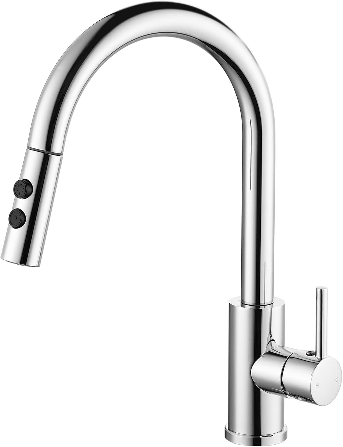 Peppermint Chrome Kitchen Taps with Pull Out Spray Single Lever Kitchen Mixer Taps 1 Hole High Arc Pull Down Sink Tap Swan Neck 360 Swivel Faucet