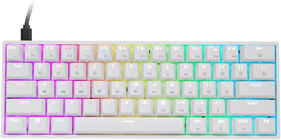 EPOMAKER SKYLOONG GK61 SK61 Gaming Keyboard, 60% Optical Keyboard with 1ms Latency, Shine-Through RGB Backlight, Hot-Swappable & Programmable for WIN/MAC (White, Gateron Optical Red)