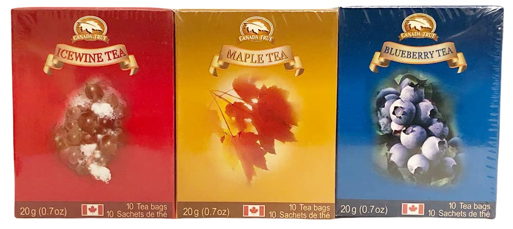CANADA TRUE premium Ceylon 3 Bundle Tea(Maple,Blueberry,Icewine) 3x10 Tea Bags 60g (One Pack)