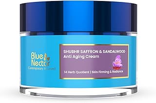 Blue Nectar Moisturizer Face Cream, Ayurvedic Anti Aging Wrinkle Cream for Aging Skin |Ancient blend of Saffron & Turmeric for Skin Firming | With Plant Based Collagen Booster(Women, 14 Herbs,1.7 Oz)