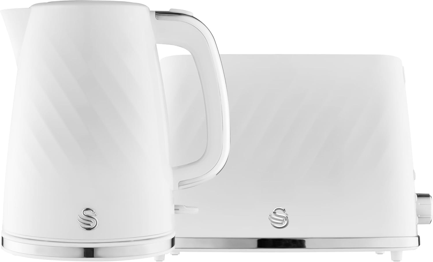 Swan Windsor Kitchen Set, 1.7L Fast Boil Kettle & 2 Slice Toaster, White, SK14611WHT & ST14071WHT