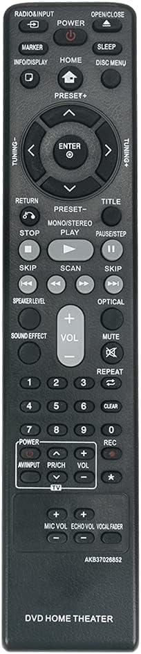 VINABTY AKB37026852 Remote Control Replacement for LG DVD Home Theater DH4130S HT304 HT305 HT532 HT805 HT806 HT906 W95 LHD625 S63S1-S S63T1-C S75T1-W