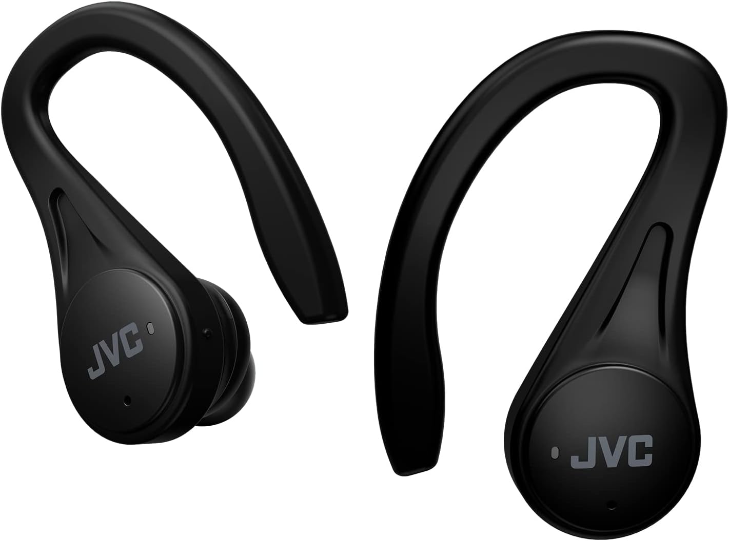 JVC Sport True Wireless Earbuds Headphones, Lightweight and Compact, Long Battery Life (up to 30 Hours), Sound with Neodymium Magnet Driver, Water Resistance (IPX5) - HAEC25TB (Black), Small