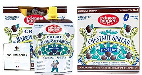 Clement Faugier Chestnut Spread Two Boxes of 4 Pouches Each | Chestnut Jam Pouch | Creme De Marron Chestnut Puree | Chestnut Paste French | Chestnut Cream, Kosher | Produced For Gourmanity (3 oz x 8, Net Wt. 24 oz)
