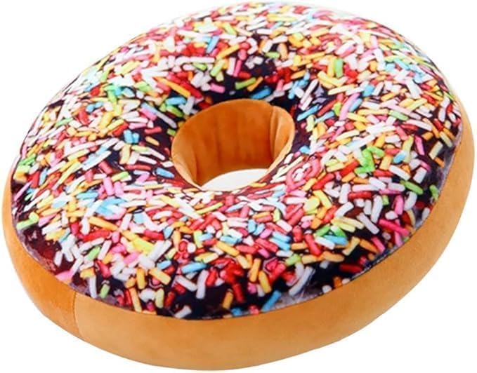 MAIPAI 40cm 3D Sprinkle Donut Pillow Cushion Plush Toy,Soft Simulation Round Donut Stuffed Plush Throw Pillow,Doughnut Cake Food Cushion Plushies Doll for Clever Boy's and Girl's Room Decor (Brown)