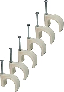 (0.87" / 22mm) White Round Cable Clips with Fixing Nail K-Type 50pcs