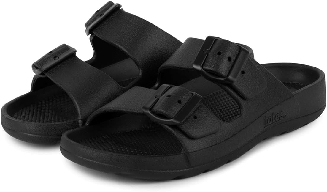 Totes SOLBOUNCE Ladies Adj Double Buckle Slider Sandals