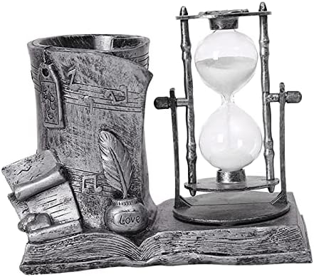 Duiaynke Classic Style Hourglass Pen Holder Stationery Organizer Hourglass Ornaments Office Study Decor Cooking Dining Kitchen Gadgets Timers