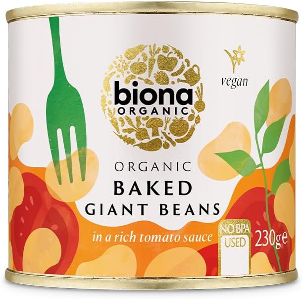 Biona Organic Vegan Giant Beans in a Rich Tomato Sauce 230g (Pack of 6) (Packaging may vary)