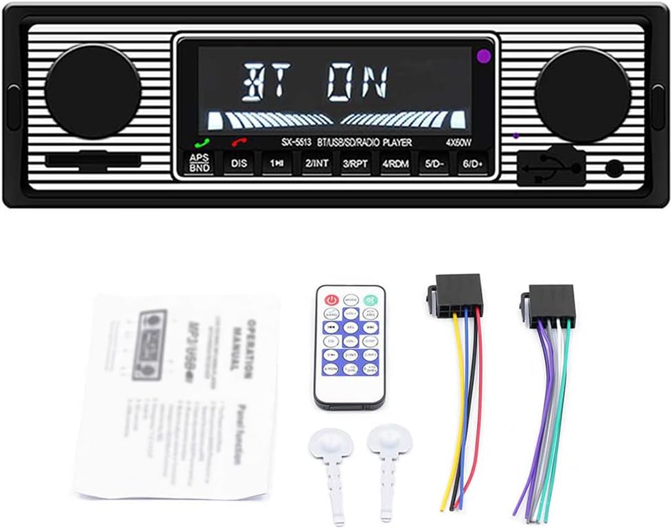 Car Stereo with Bluetooth, Car Radio with USB/SD/AUX Port, Car Audio FM Radio, Digital MP3 Player, Handsfree Calling with Wireless Remote Control