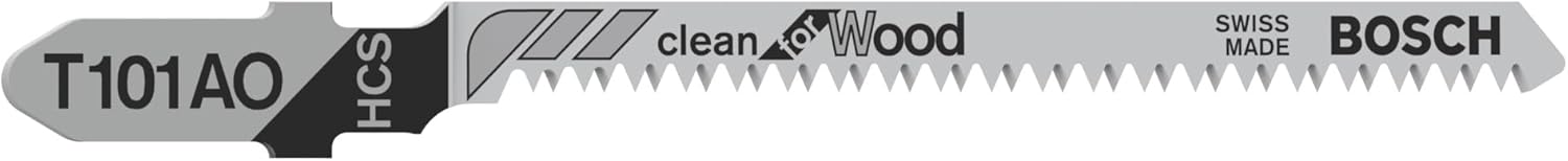 Bosch 5x T 101 AO Clean for Wood Jigsaw Blade (for Softwood, Plywood, Length 83 mm, Professional Accessory Jigsaw)