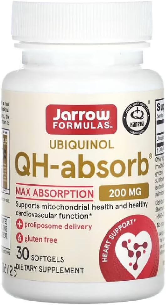Jarrow Formulas - Ubiquinol QH-Absorb | 200 mg for Cellular Energy and Heart Health - 30 Softgels