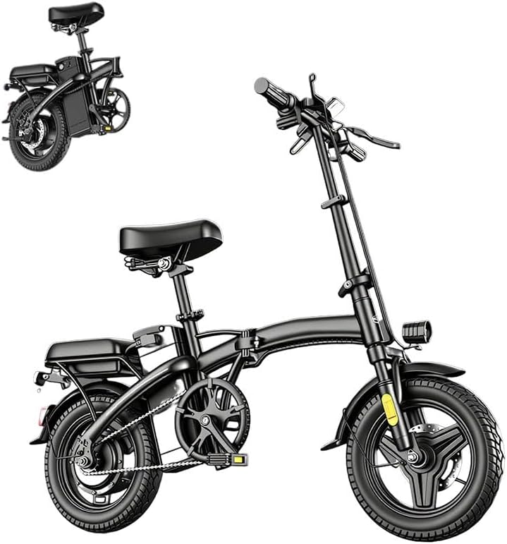 Electric Bike for Adults, 14" Folding Electric Bike, 500W Peak Motor, 48V 375Wh Removable Battery, 25 MPH, 35 Miles Long Range, Mini E Bikes for Adults and Teens, UL Certification