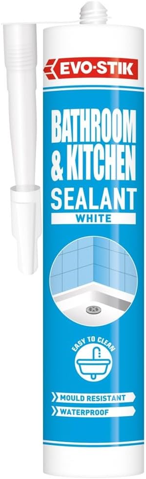 EVO-STIK Kitchen and Bathroom Sealant, A Waterproof Acrylic Sealant That is Mould Resistant, Colour - White, Size - 290ml