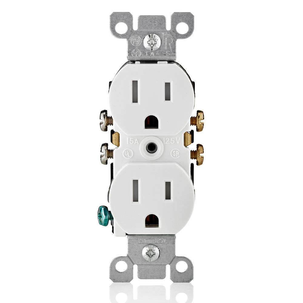 Leviton 15 Amp 125 Volt Tamper Resistant Duplex Receptacle, 10 Pack, T5320-WMP, White