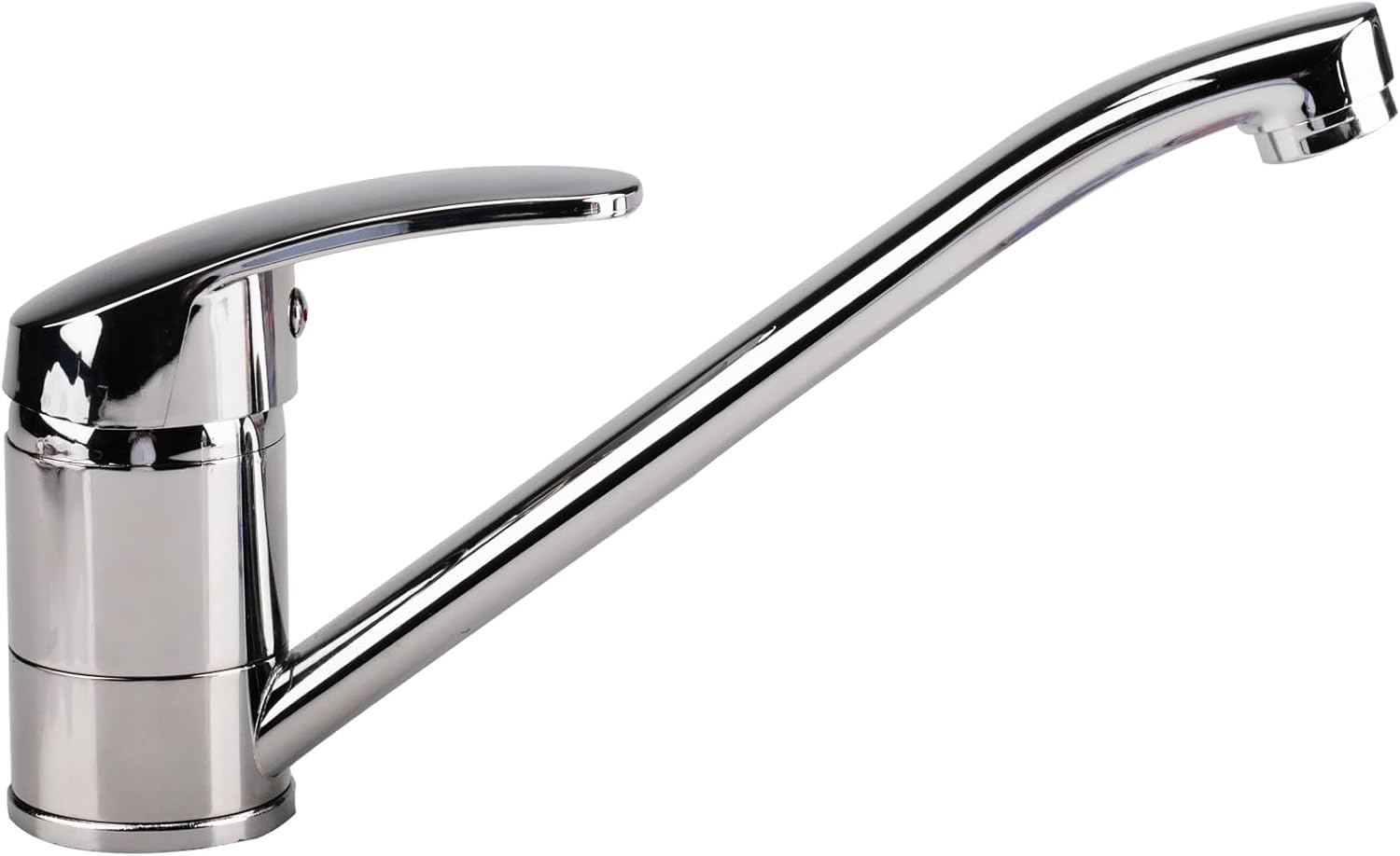Inodiref Kitchen Mixer Tap Single Lever Mixer Tap Kitchen Sink Solid Brass Monobloc Design 360° Long Swivel Spout Chrome Polish Finish for Caravan Tap & Home Sinks