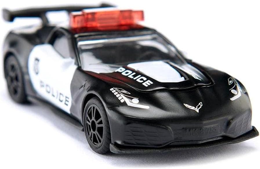 Siku 1545, Chevrolet Corvette ZR1 Police Car, Metal/Plastic, Black/White, Opening Bonnet, USA Police Design