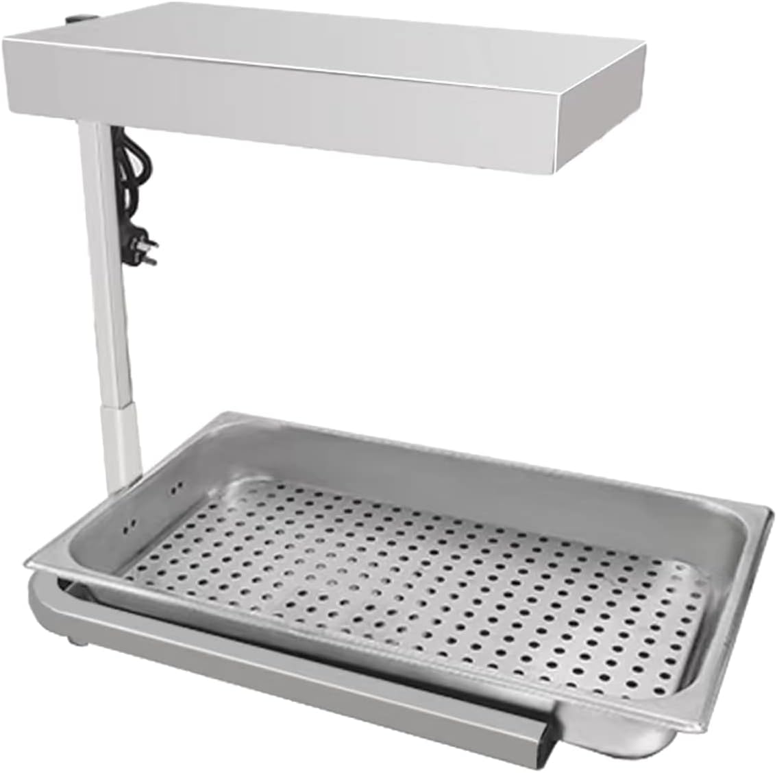 Commercial French Fry Warmer with Fixed Stand Food Heat Lamp Countertop Dump Station