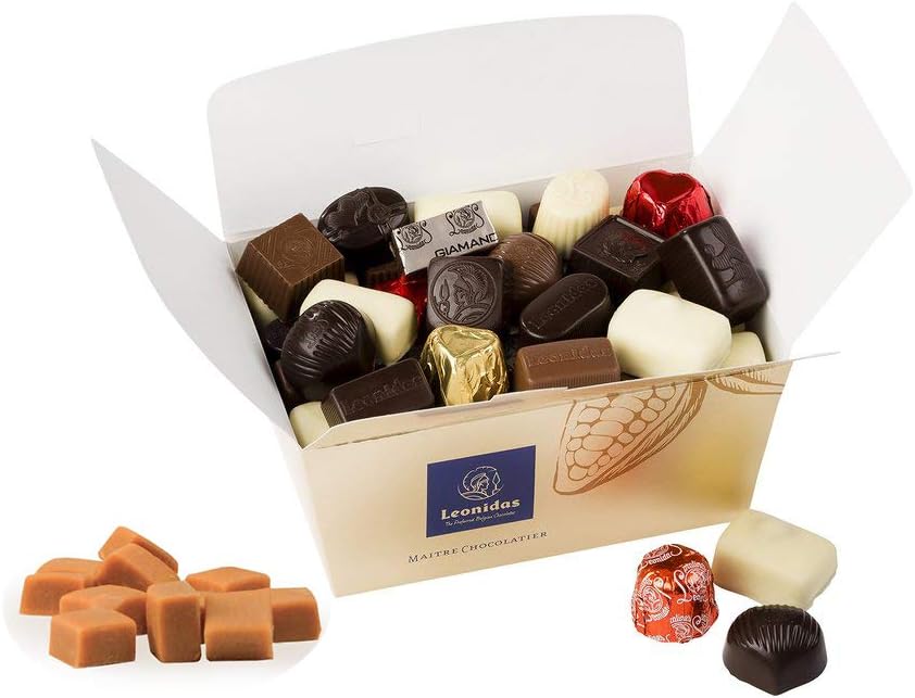 Belgian Chocolates, Luxury Leonidas Belgian Chocolates, Free Fudge Slab, Assorted Gift Box (500g Ballotin)