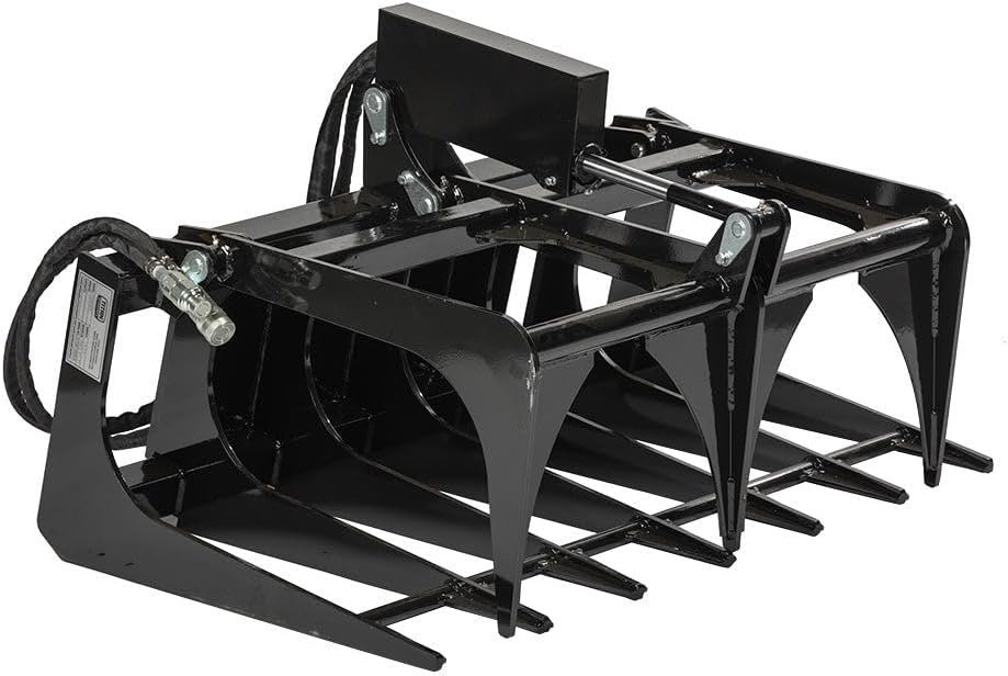 Titan Attachments 42" Mini Skid Steer Root Grapple Bucket, Universal Quick Tach Connection, 3,000 PSI Hydraulic Cylinder with Cylinder Guards, for Clearing Trees, Roots, Rocks, Brush
