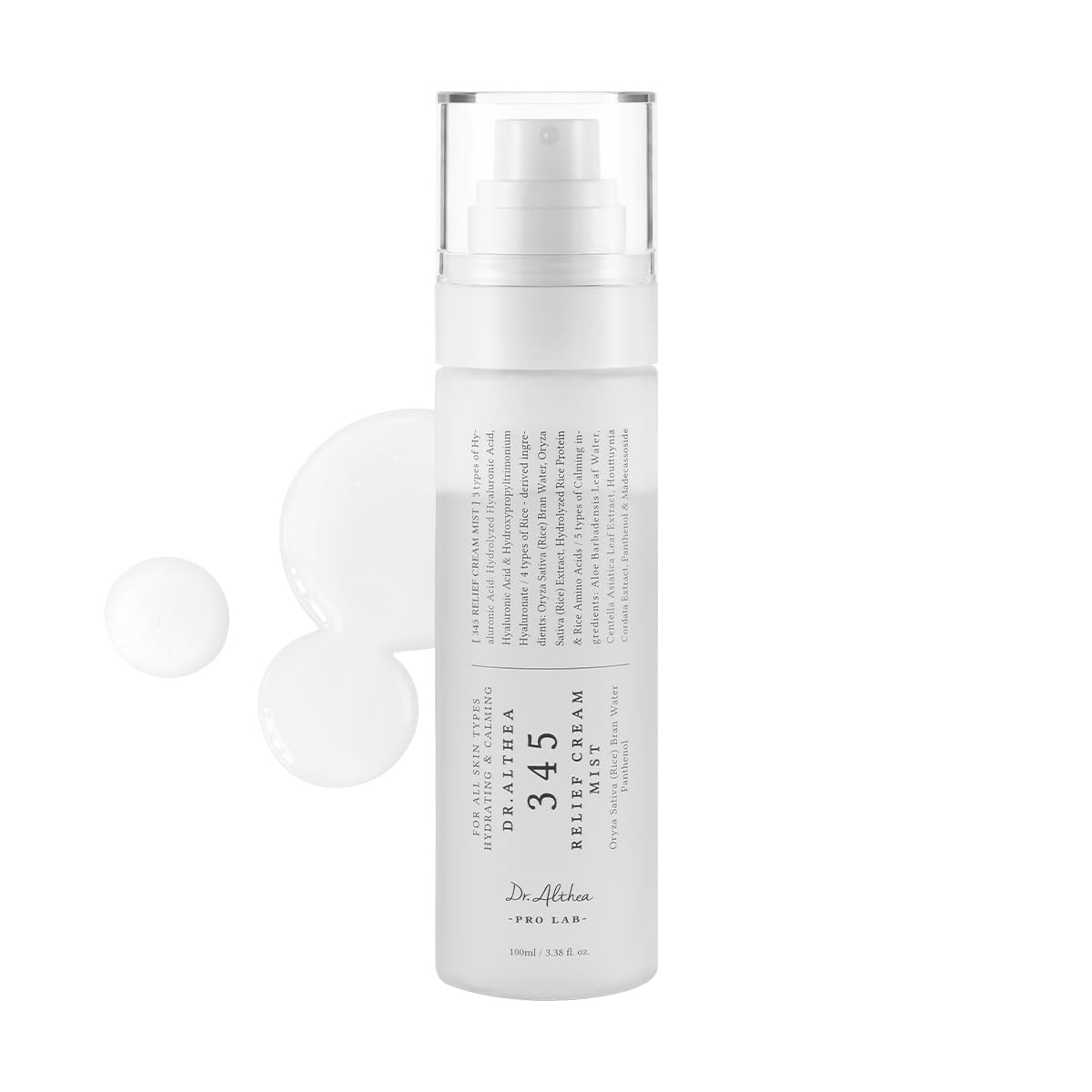 Dr.Althea 345 Relief Cream Mist | Hydrating Facial Mist with Rice Extract | Soothing Care for Sensitive Skin | Vegan Korean Skincare, 3.38 Fl Oz