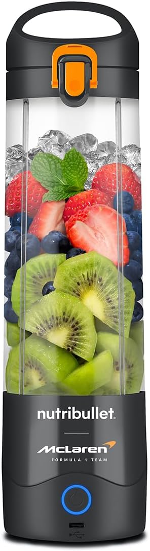 nutribullet Portable Blender in Collaboration with McLaren Formula 1 Team - Grey - Leak Proof To-Go Lid - Powerful Extractor Blade - USB-C Charging - 15+ Blending Cycles - Juices & Smoothies On The Go