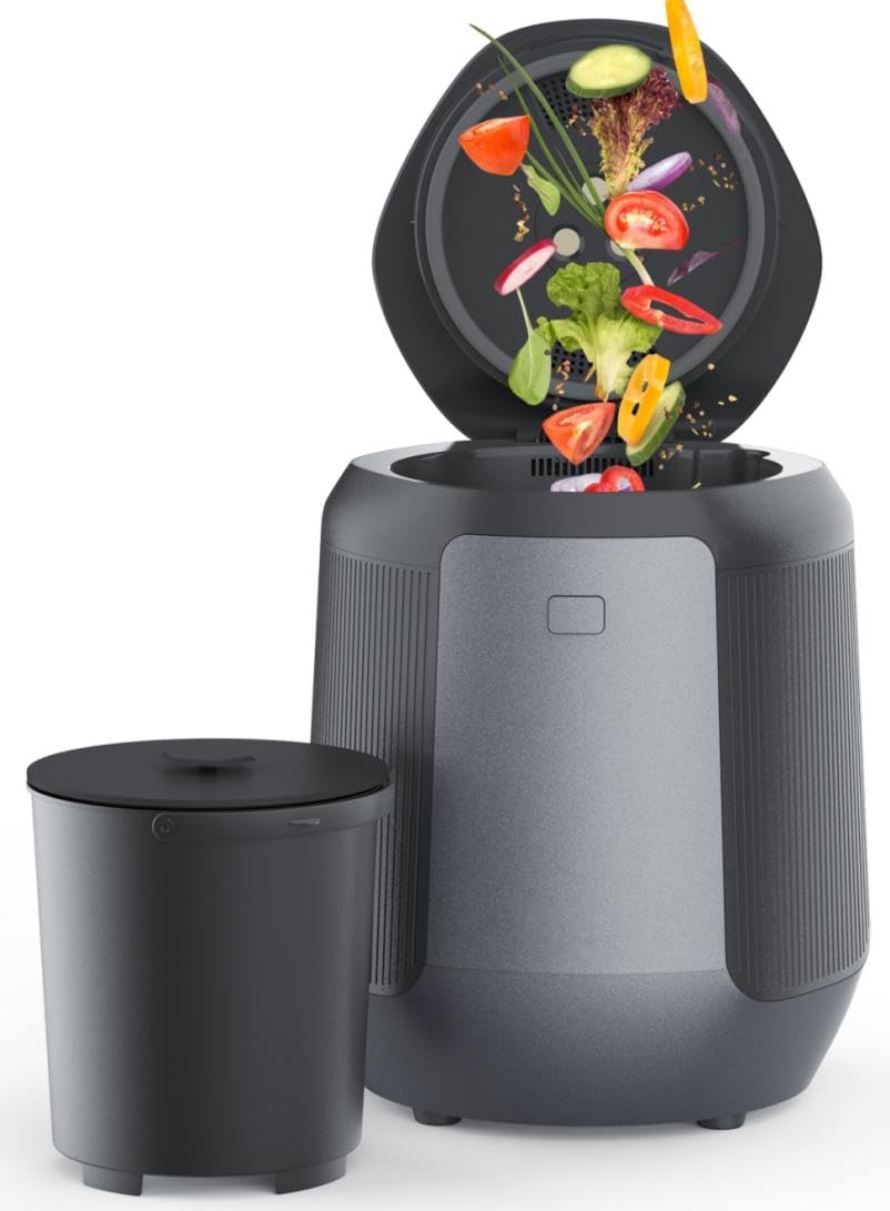 Electric Composter 4.2L Large Capacity Kitchen Countertop Food Cycler, Smart Odorless Quiet Indoor Compost Bin, Electric Waste Recycler for Home Use