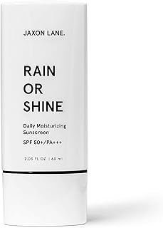 RAIN OR SHINE Anti Aging Face Sunscreen SPF 50 for Clear Skin with Green Tea, Hyaluronic Acid, Vitamin E Oil, Ginseng Extract, Licorice Root – SPF Moisturizer for Face, Fragrance Free 2.03 Oz