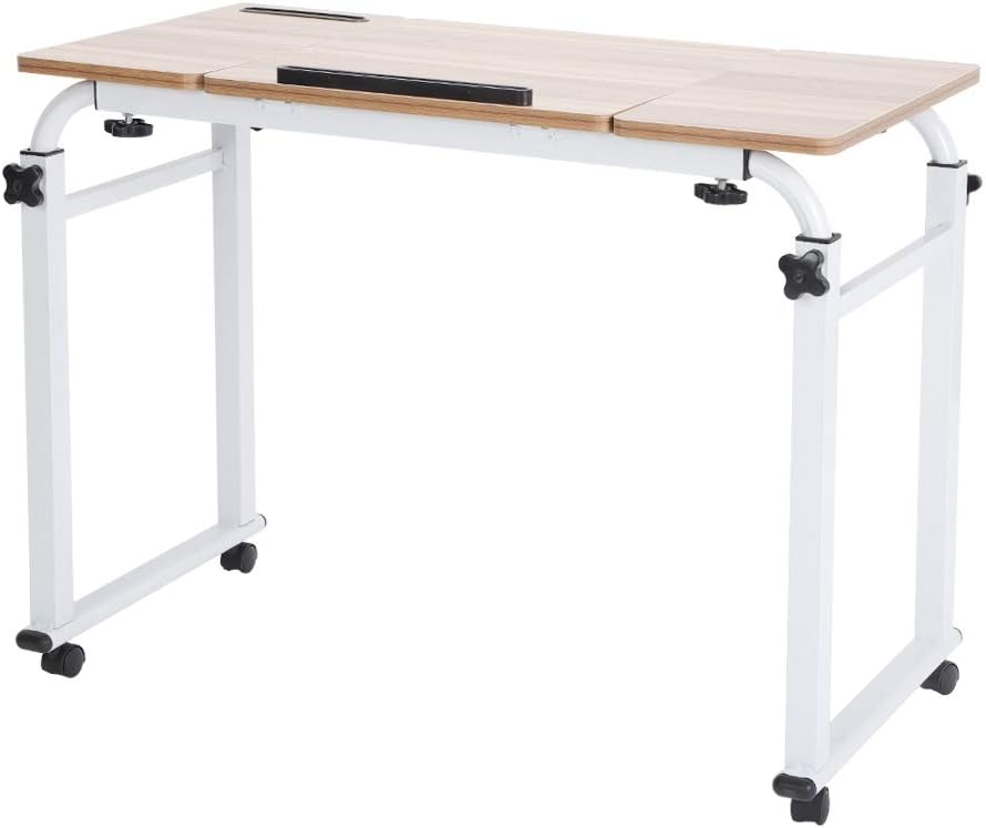 Yosoo Overbed Desk with Wheels, Oerbed Table, Bed Desk with Wheels, Height Cart Mobile Computer Desk(31.5Inch Ancient)