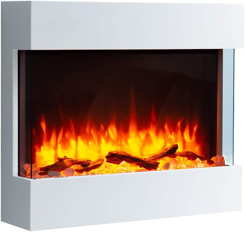 Endeavour Fires Haxby 30” Wall Mounted Electric Fireplace with Off-White Surround, 1 & 2kW Heater, Realistic Flame Effect, 7-Day Programmable Remote Control