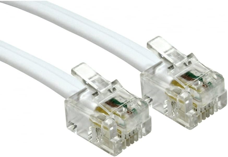 5m ADSL Cable RJ11 Modem Router Cable - Premium Quality/Gold Plated Contact Pins/High Speed Internet Broadband/ADSL Router or Modem to RJ11 Phone Socket or Microfilter (5 Metres, White)