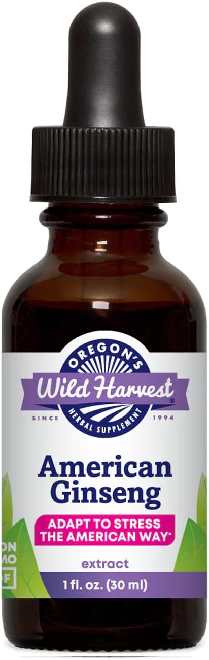 Oregon's Wild Harvest American Ginseng 1:1 Organic Herbal Supplement, 1 Fluid Ounce
