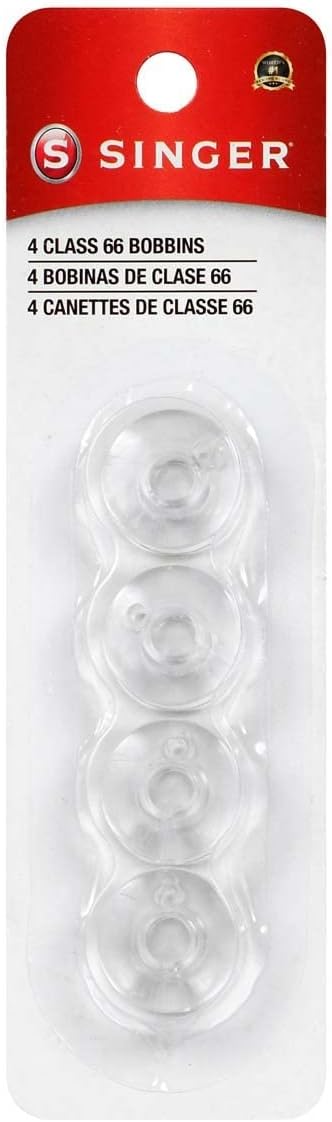 SINGER Bobbins Class 66 Transparent Plastic Bobbins – Replacement Bobbins for Sewing Machine, Bobbins Sewing Machine, Sewing Machine Bobbins, Sewing Machine Accessories, 4ct