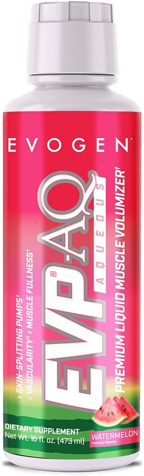 Evogen EVP AQ - Liquid Glycerol Muscle Volumizer | Pre Workout for Pumps, Vascularity, & Hydration | Premium Preworkout for Men & Women | Watermelon | 16 fl oz