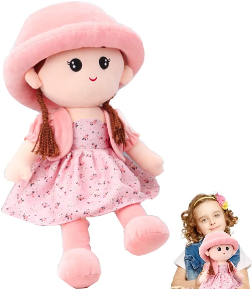 iNelihoo Adorable Plush Soft Baby Girl Dolls Cuddly Ragdoll Princess Doll with Removable Dress Hat Baby First Rag Doll Sleeping Cuddle Buddy Doll Toy Room Decoration Birthday Christmas Best Gift 35CM