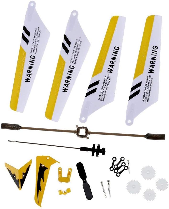 1PC Remote Controlled Helicopter Full Replacement Parts Set for Syma S107 / S107G RC Helicopter, Main s,Tail Decorations,Tail,Balance Bar,Connect Buckle, Inner Shaft. Yellow