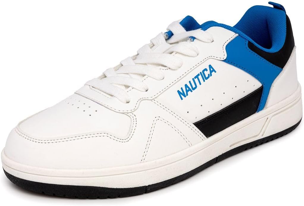 Nautica Men's Low-Top Fashion Sneakers - Lace-Up Trainers for Stylish Basketball Style and Comfortable Walking Shoes