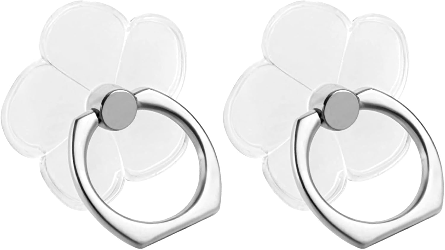 Transparent Phone Ring Holder Stand 2Pcs 360° Rotation Cell Phone Grip Mobile Finger Kickstand Hand Grip for Cell Phone Tablet Case Accessories