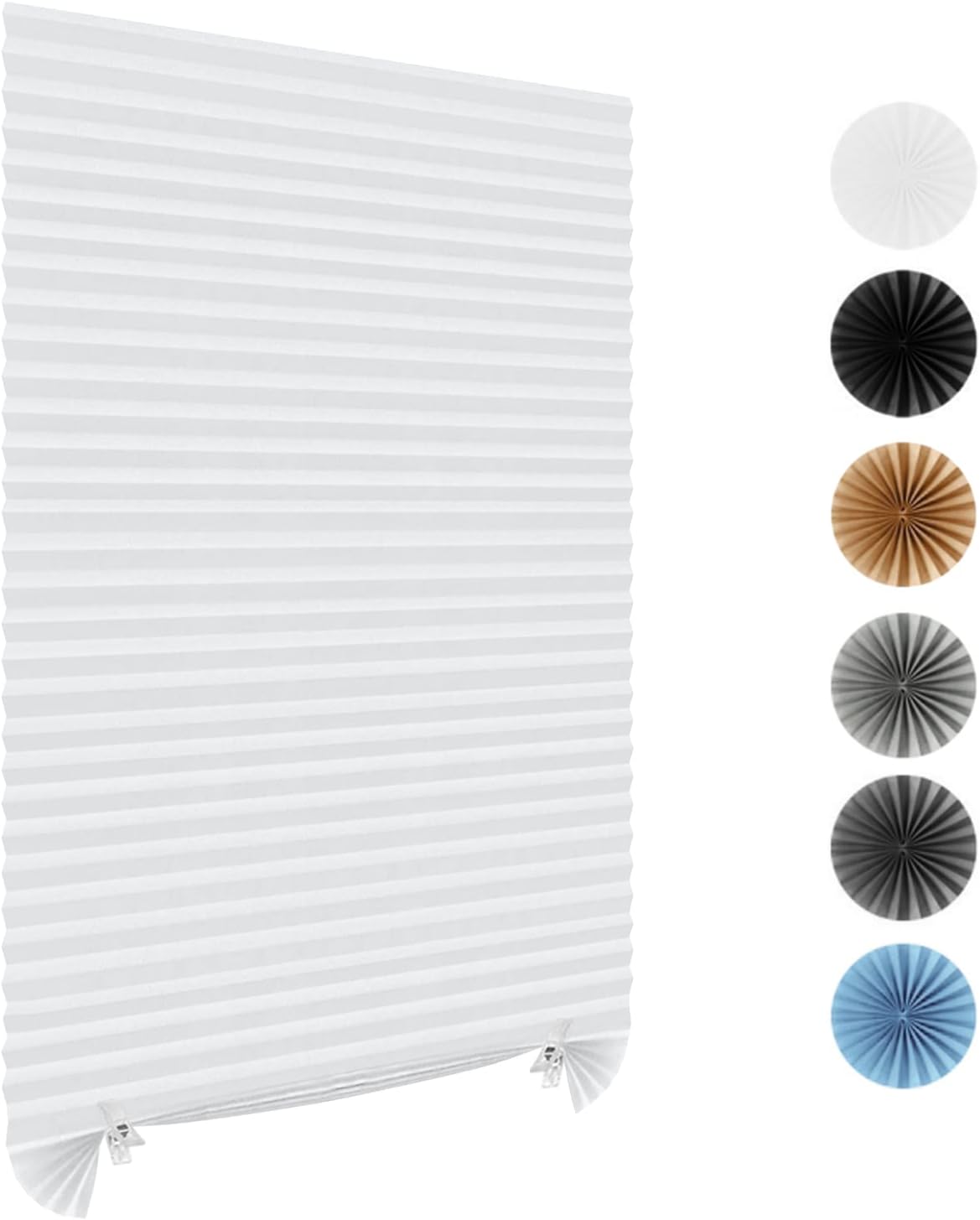 Maritown Stick on Blinds Windows,No Drill Instant Temporary Curtains Light Filtering Shade,Privacy Protection Bedroom,Kitchen,Bathroom Easy Fit Blinds,with 2 Clips, Filtering-white