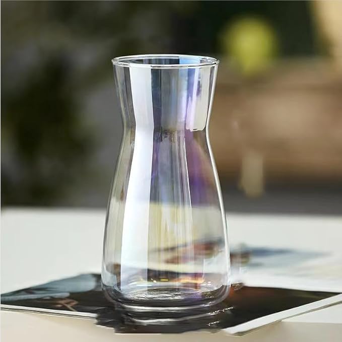 Hroevc 8 inch Clear Glass Vase for Centerpieces, Flower Vases for Bouquet for Wedding & Home Decor(Laser)