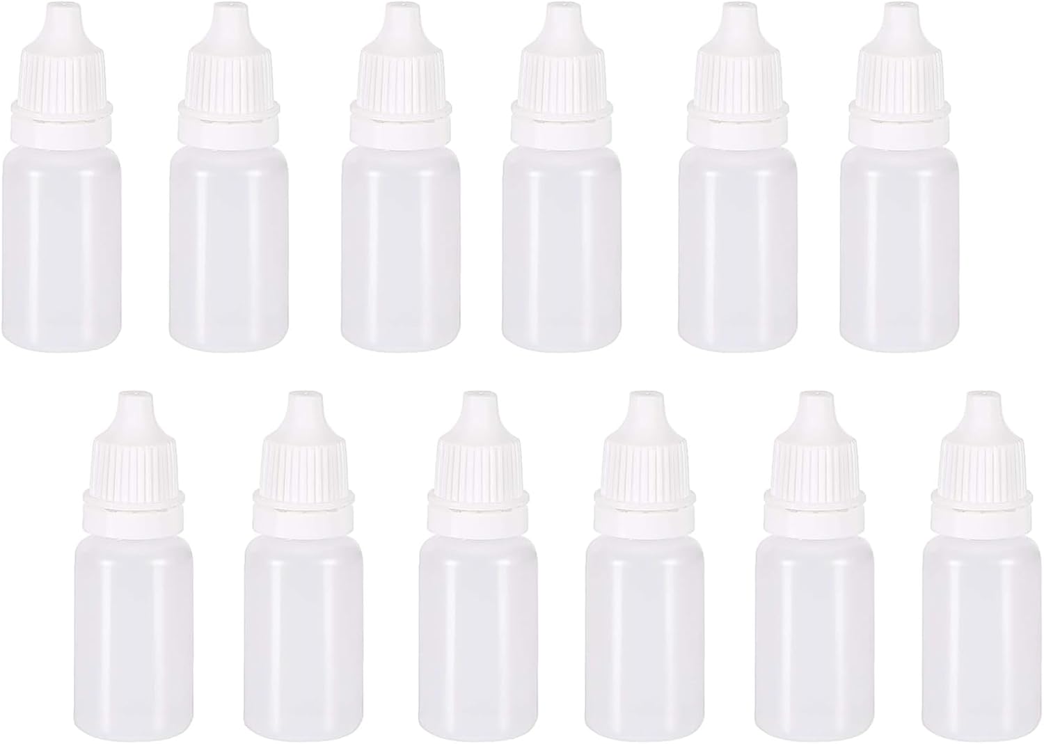 jeufun 10ml/0.34oz Eye Dropper Bottles, 12 PCS Plastic Squeezable Translucent Liquid Empty Bottles with Cap and Removable Plug For Home, Work, Travel, White