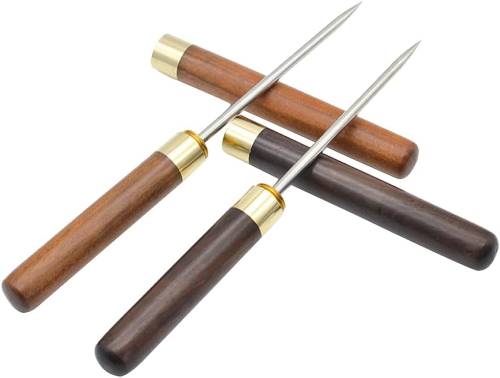 2 Pack Stainless Steel Ice Picks with Safety Cover, 9 Inches Length Tool for Breaking Ice, Non-Slip Wooden Handle for Easy to Grip for Use in Kitchen Bars Bartender Picnics Camping& Restaurant