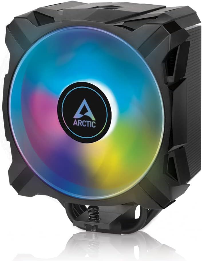 ARCTIC Freezer i35 A-RGB - Single Tower CPU Cooler with A-RGB, Intel specific, Pressure optimized 120 mm P-fan, 200-1700 rpm, 4 Heat Pipes, incl. MX-5 Thermal Paste - Black