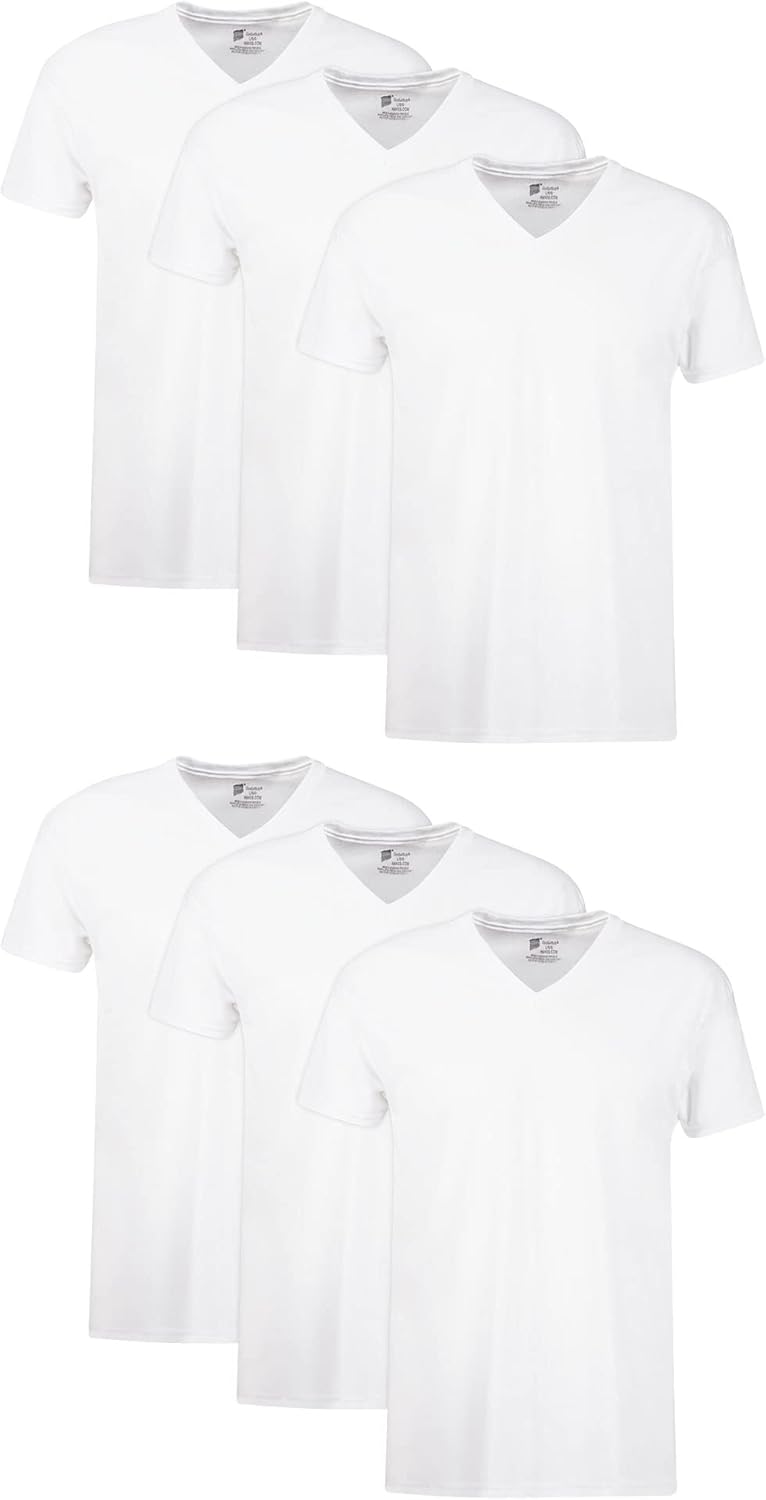 Hanes Mens Cotton, Moisture-wicking V-neck Tee Undershirts, Multiple Packs And Colors