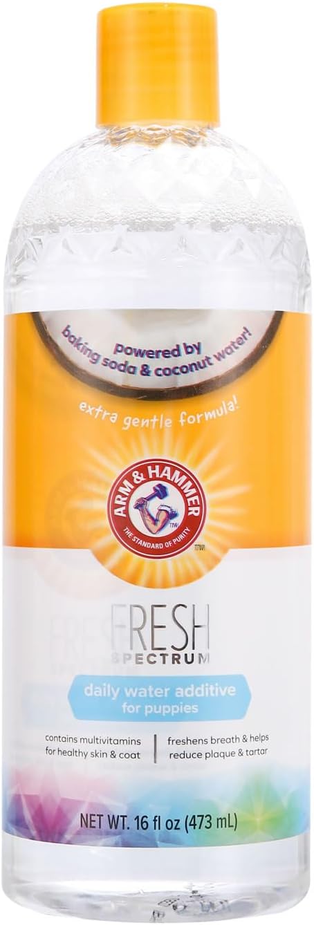 ARM & HAMMER Fresh Spectrum Coconut Mint Puppy Water Additive, 473ml, Best Dental Care for Puppies, Removes Plaque & Tartar, Freshens Breath & Cleans Teeth, No Brushing, Easy to Use Pet Oral Hygiene